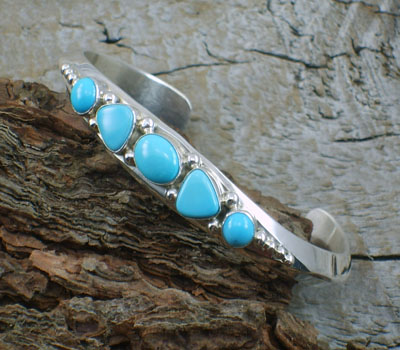 Turquoise 5-Stone Turquoise Cuff - sz 6 1/2